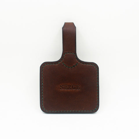 Leather Golf Bag Tag in Dark Brown