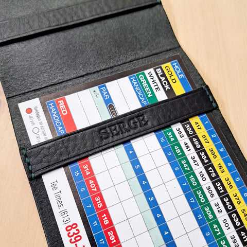 Scorecard holder custom emboss