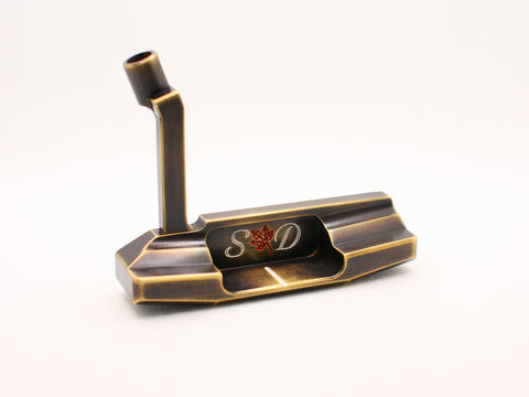 Milled brass putter with plumber neck by Deschamps Designs Golf